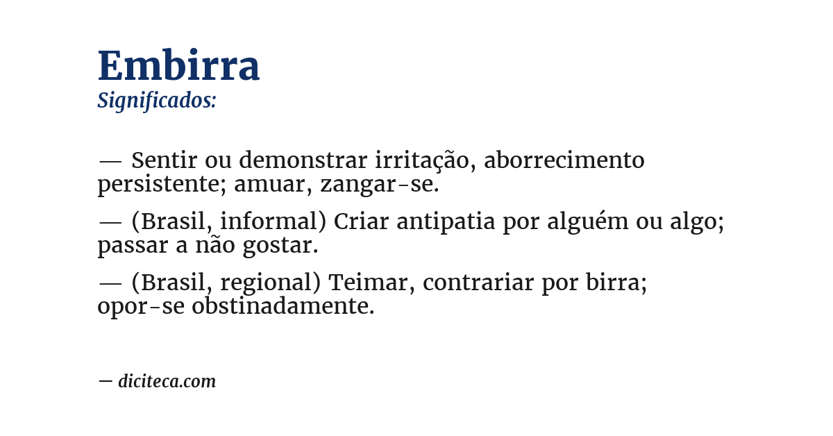 Significado de embirra