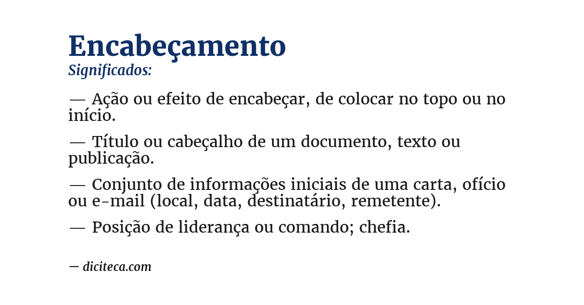 Significado de encabeçamento