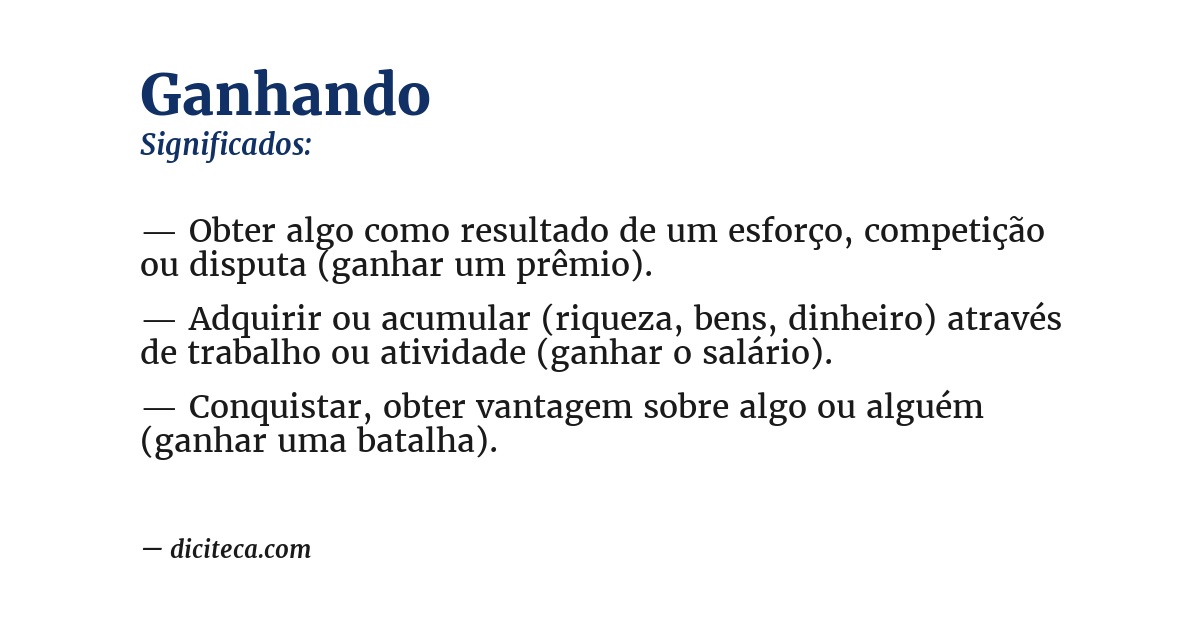 Significado de ganhando