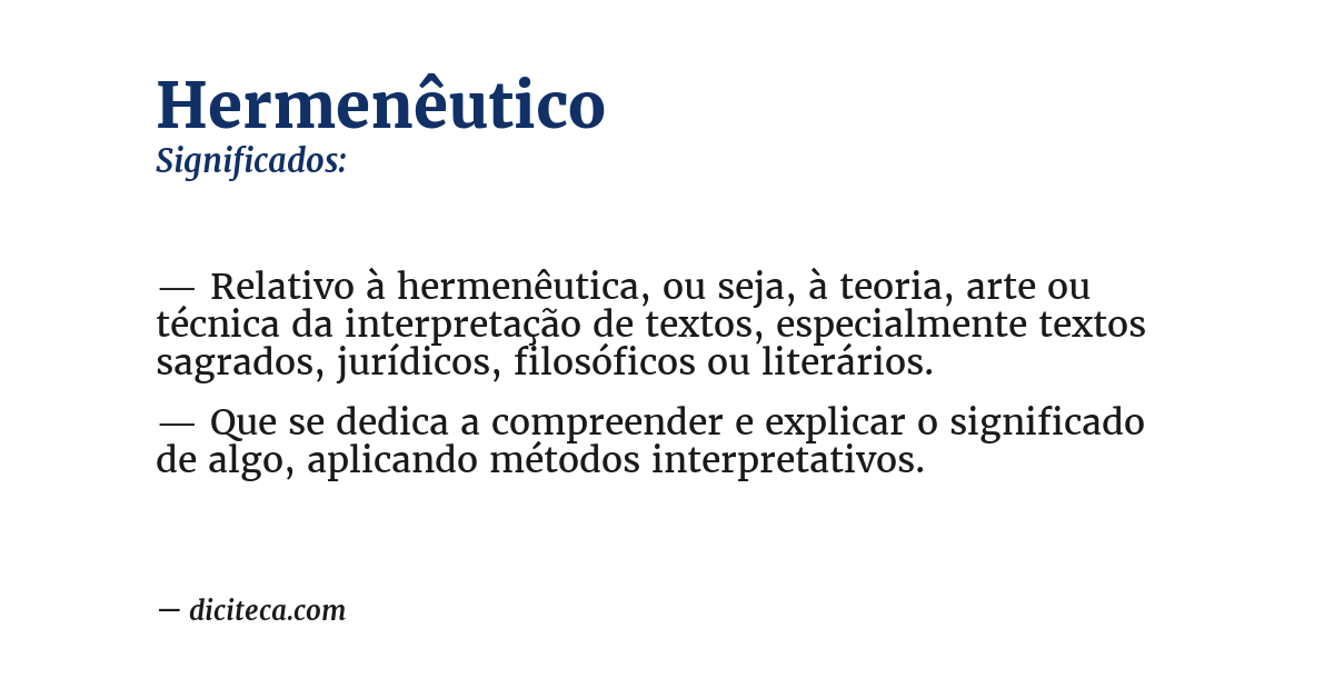 Significado de hermenêutico