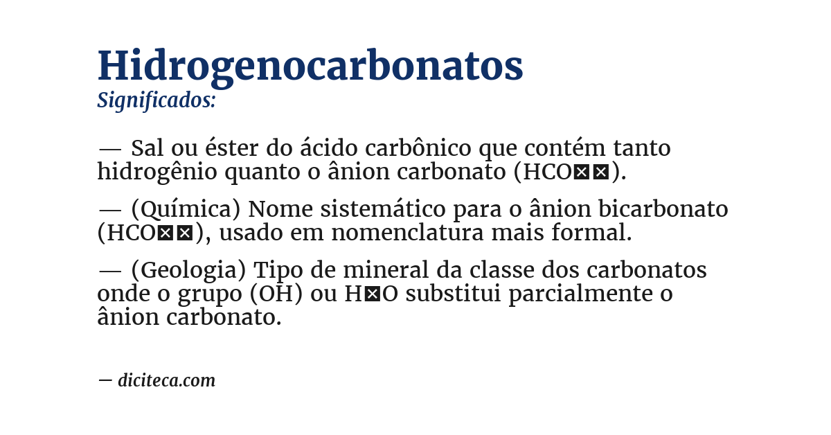 Significado de hidrogenocarbonatos