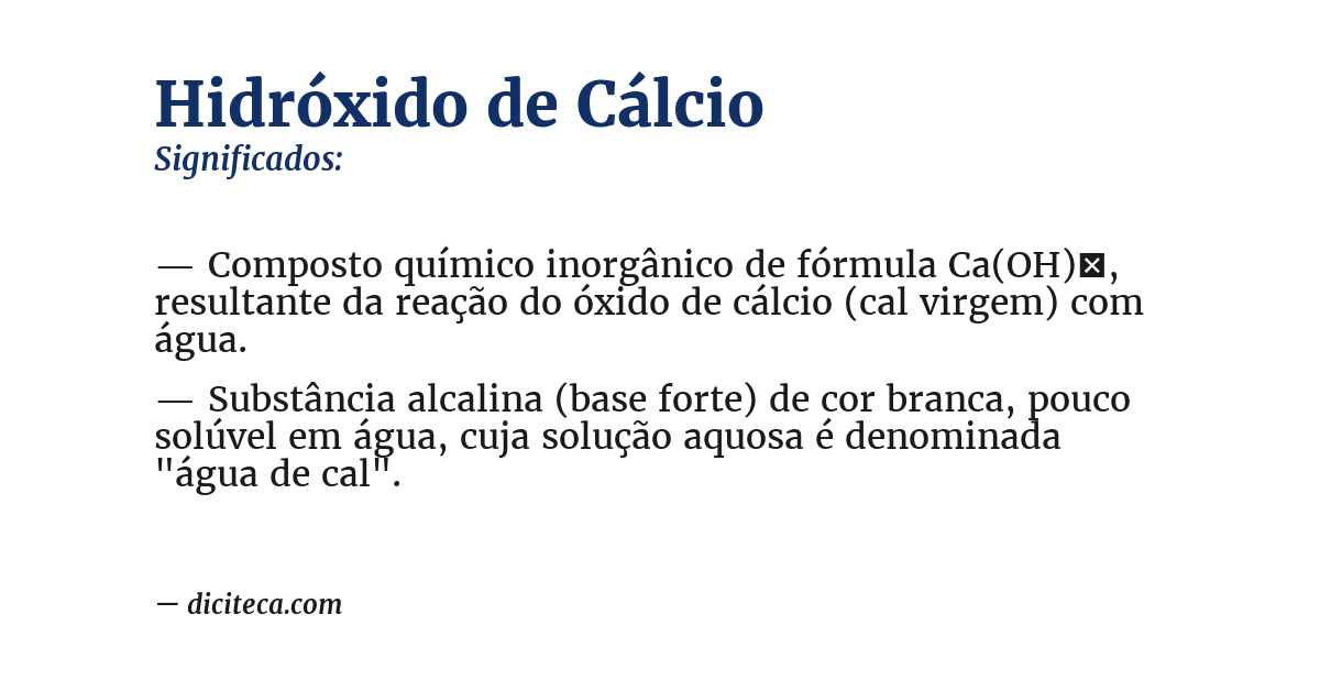 Significado de hidróxido de cálcio
