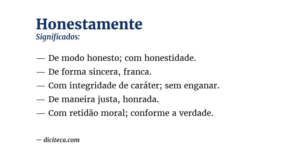 Significado de honestamente