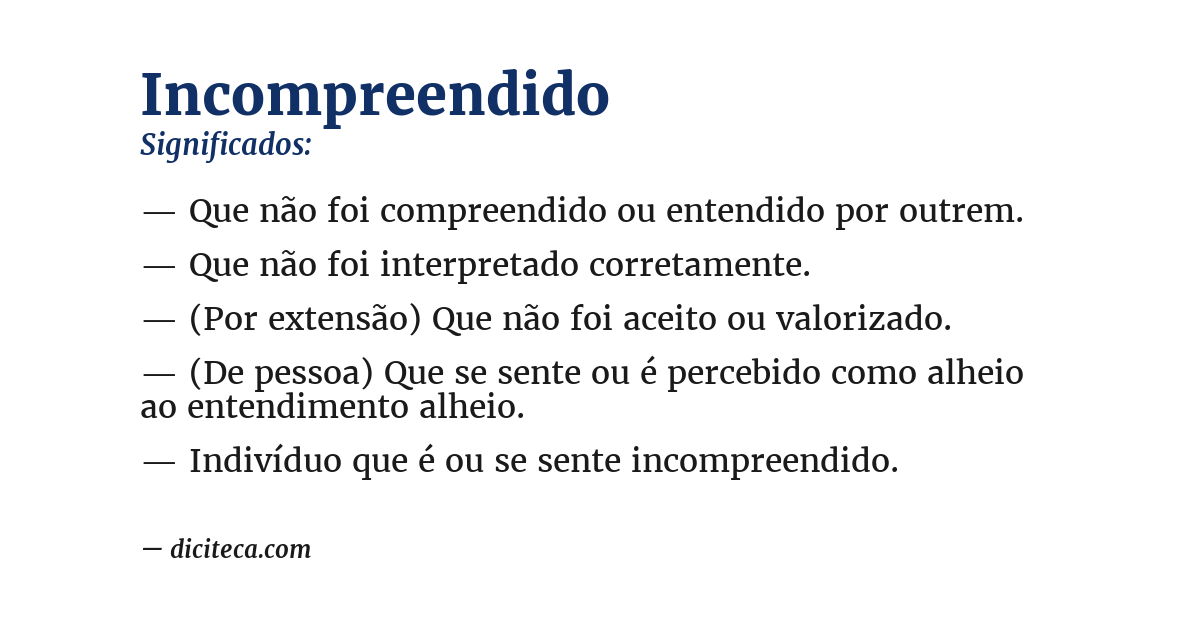 Significado de incompreendido