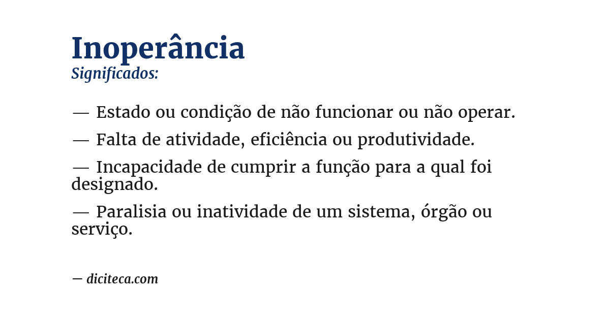 Significado de inoperância