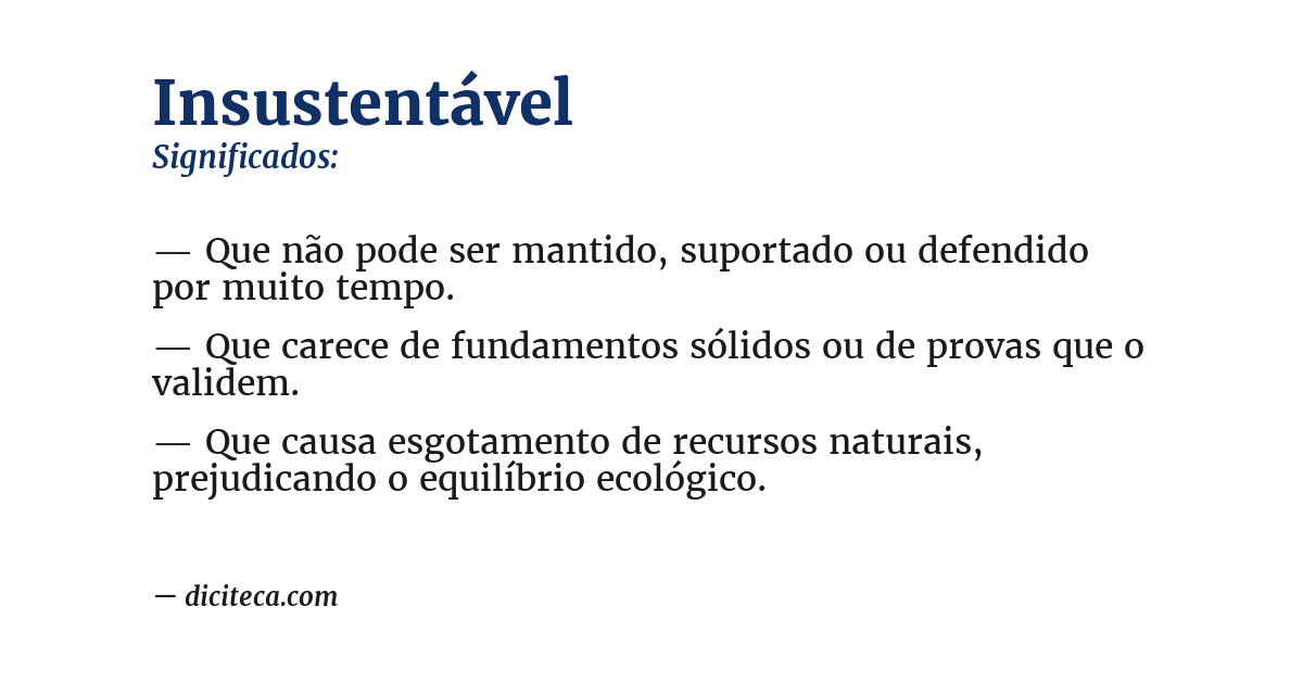 Significado de insustentável