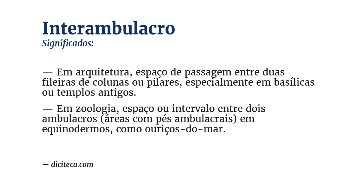 Significado de interambulacro