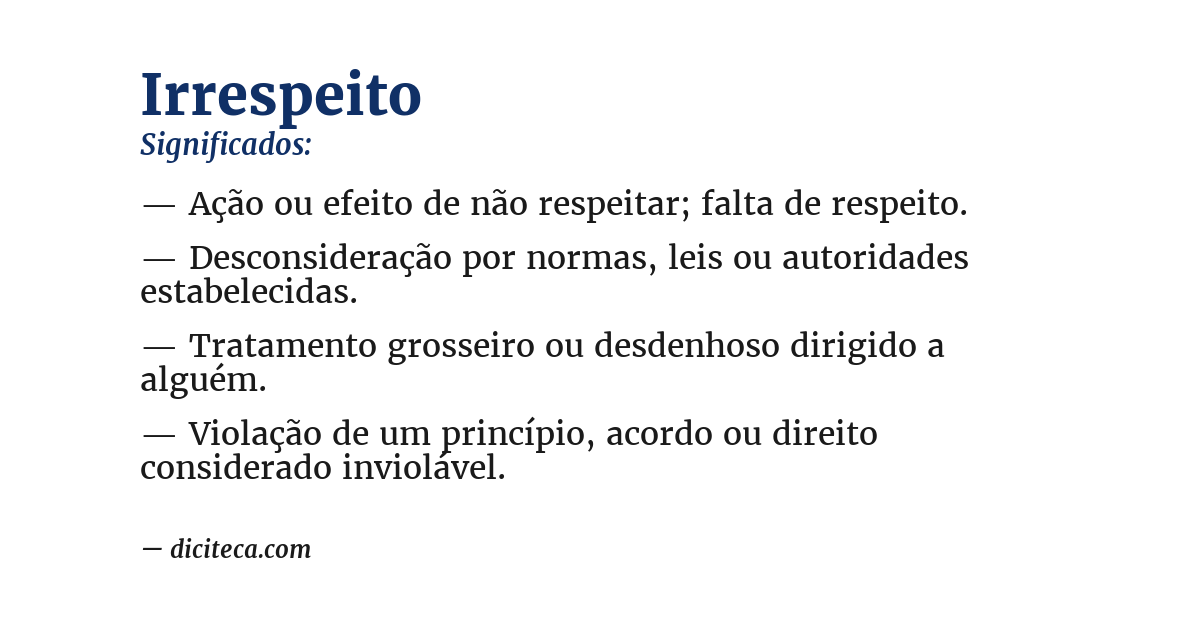 Significado de irrespeito