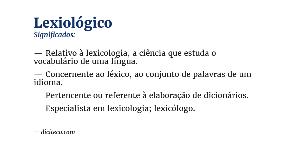 Significado de lexiológico