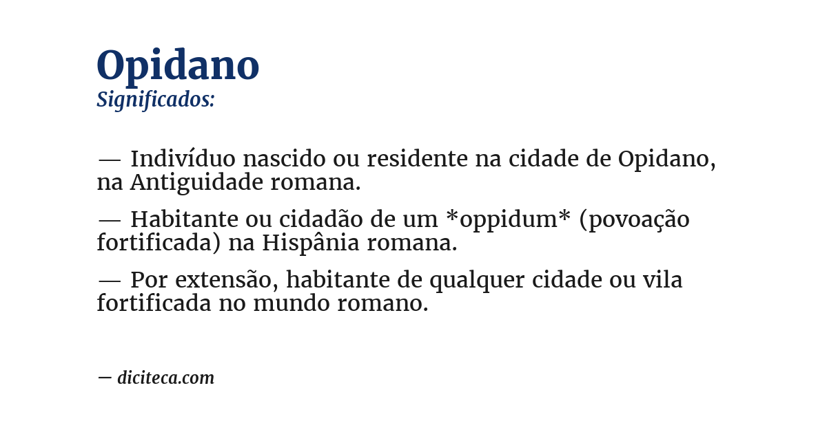 Significado de opidano