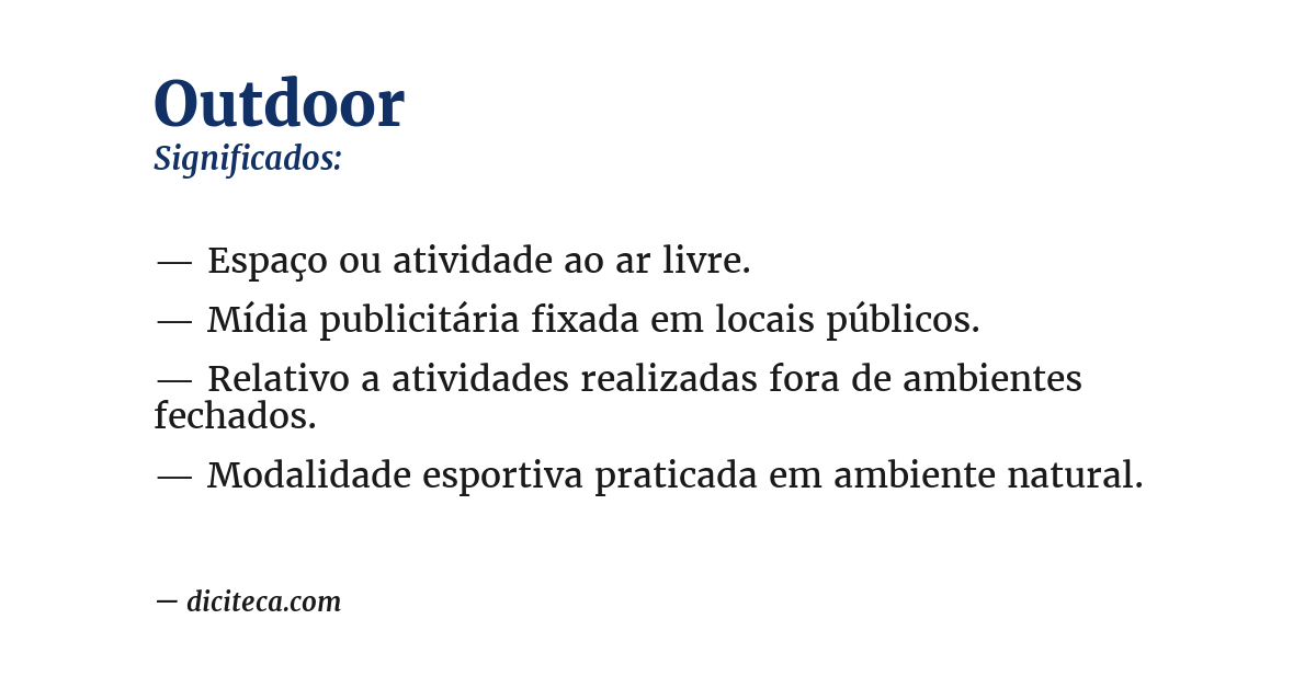 Significado de outdoor