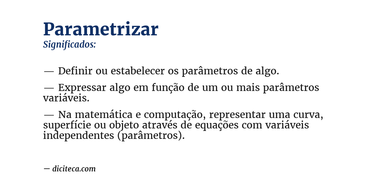 Significado de parametrizar