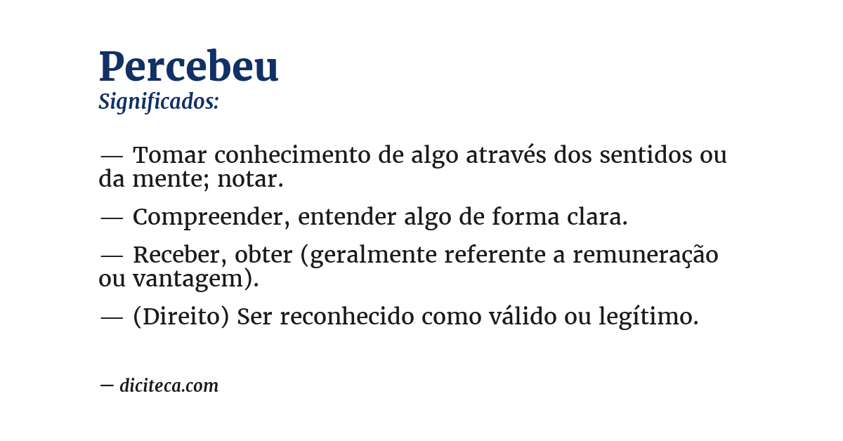 Significado de percebeu