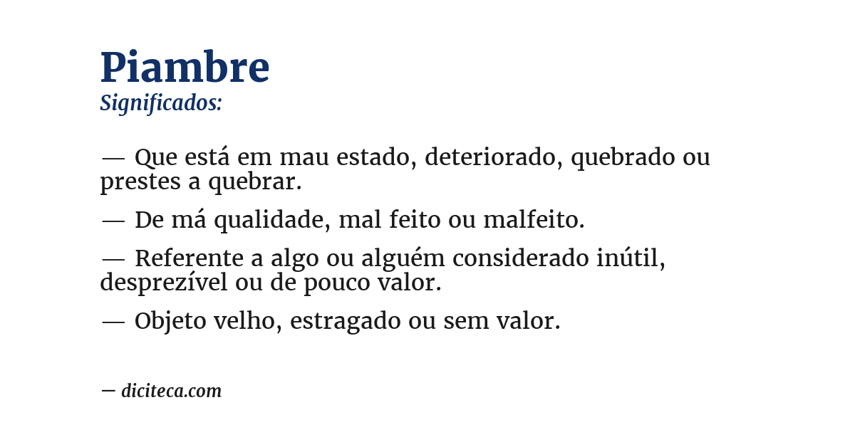 Significado de piambre