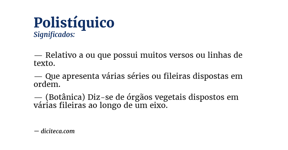 Significado de polistíquico