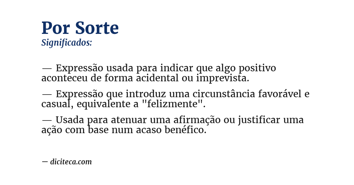 Significado de por sorte