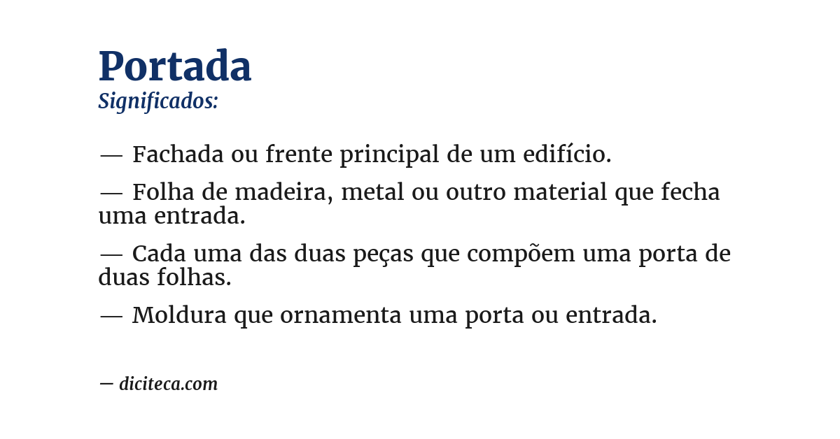 Significado de portada