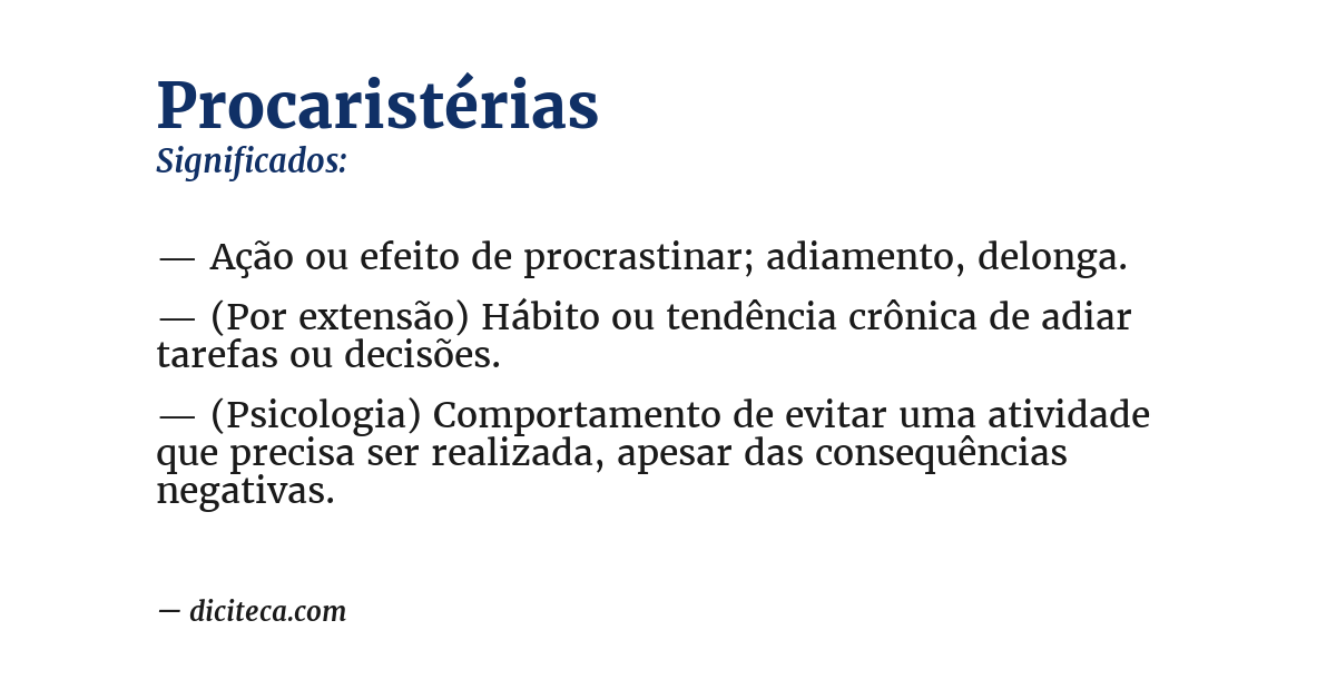 Significado de procaristérias