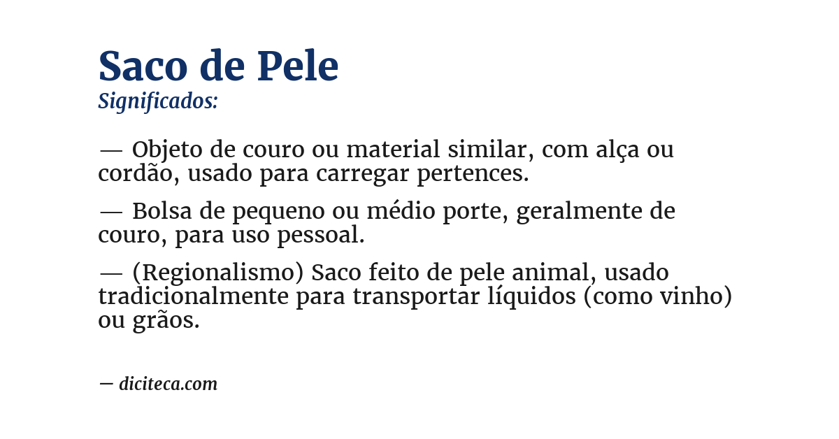 Significado de saco de pele