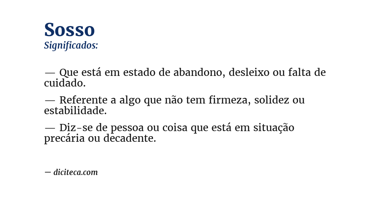 Significado de sosso