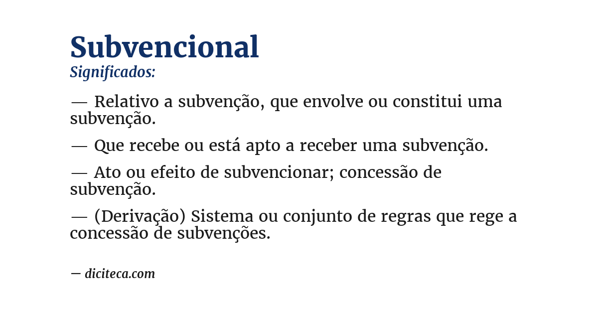 Significado de subvencional