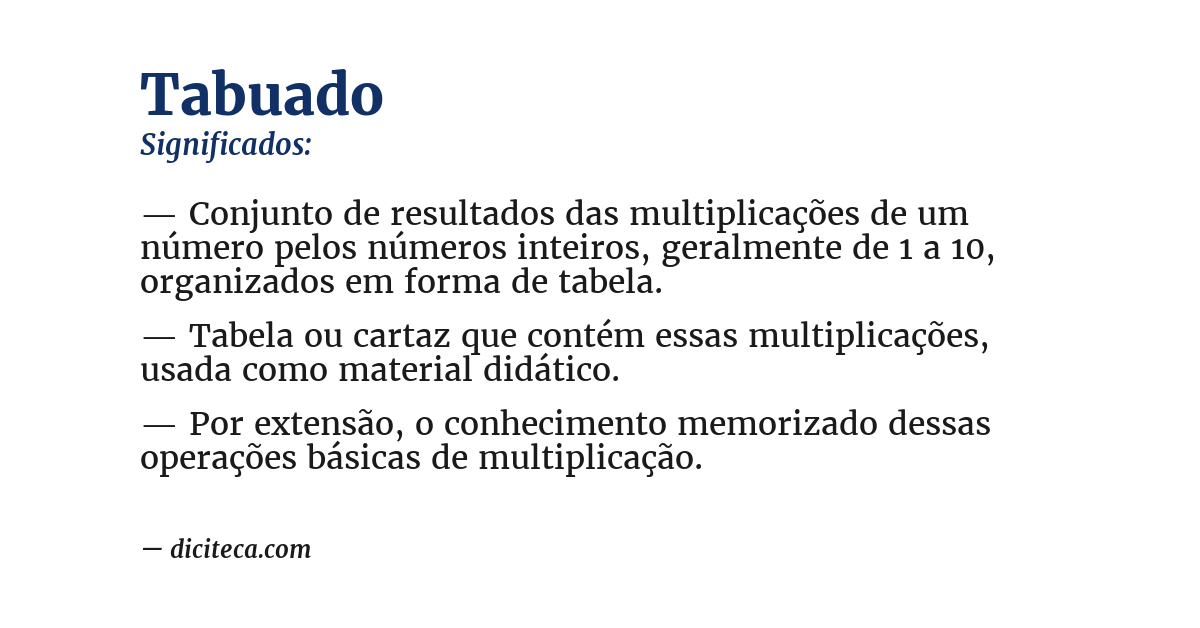 Significado de tabuado