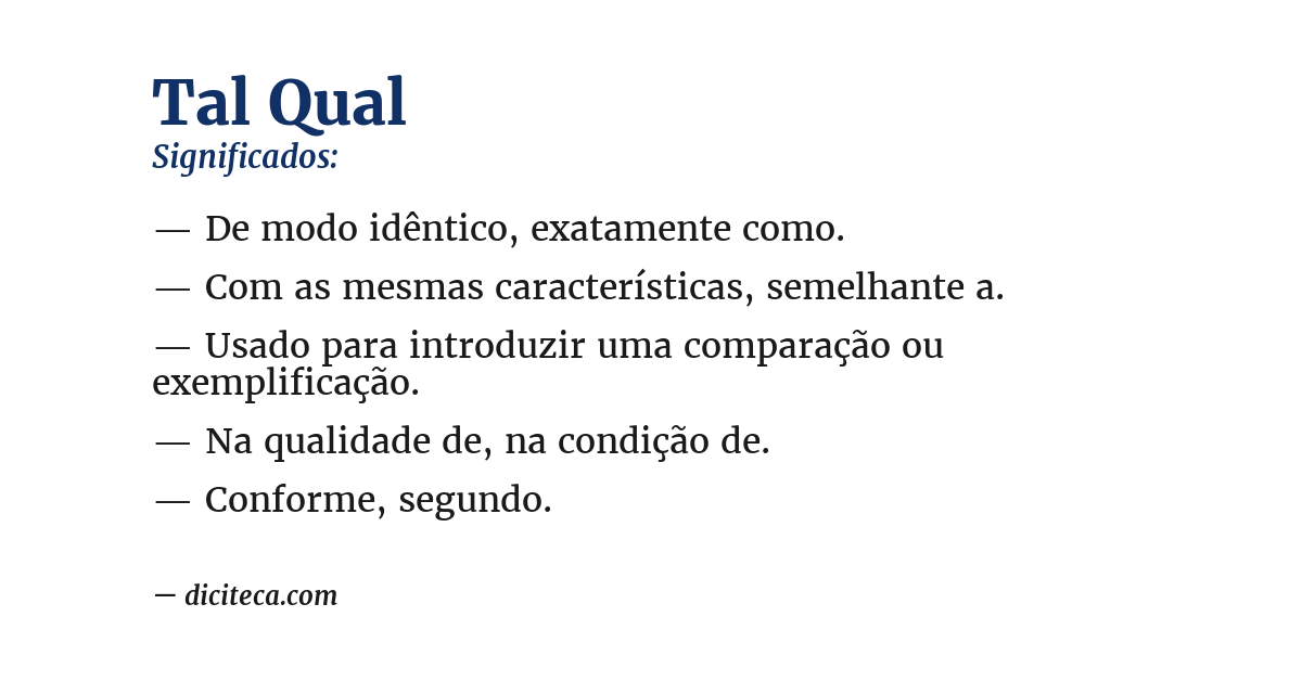 Significado de tal qual