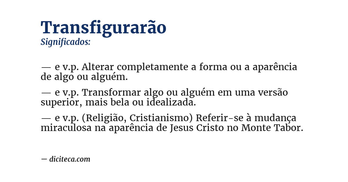 Significado de transfigurarão