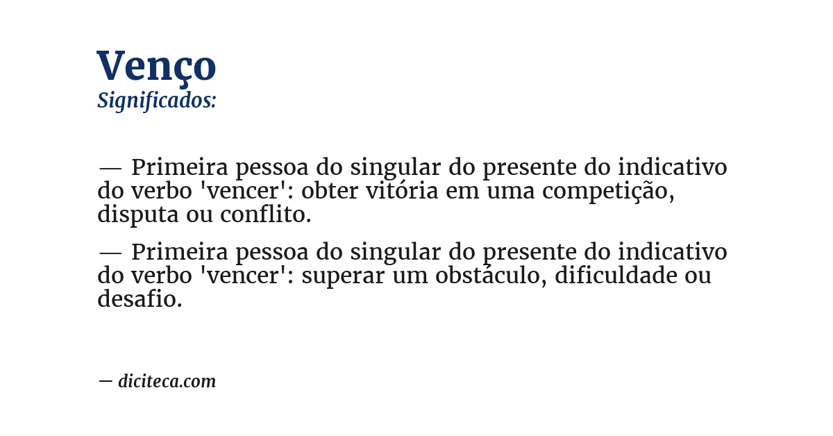 Significado de venço