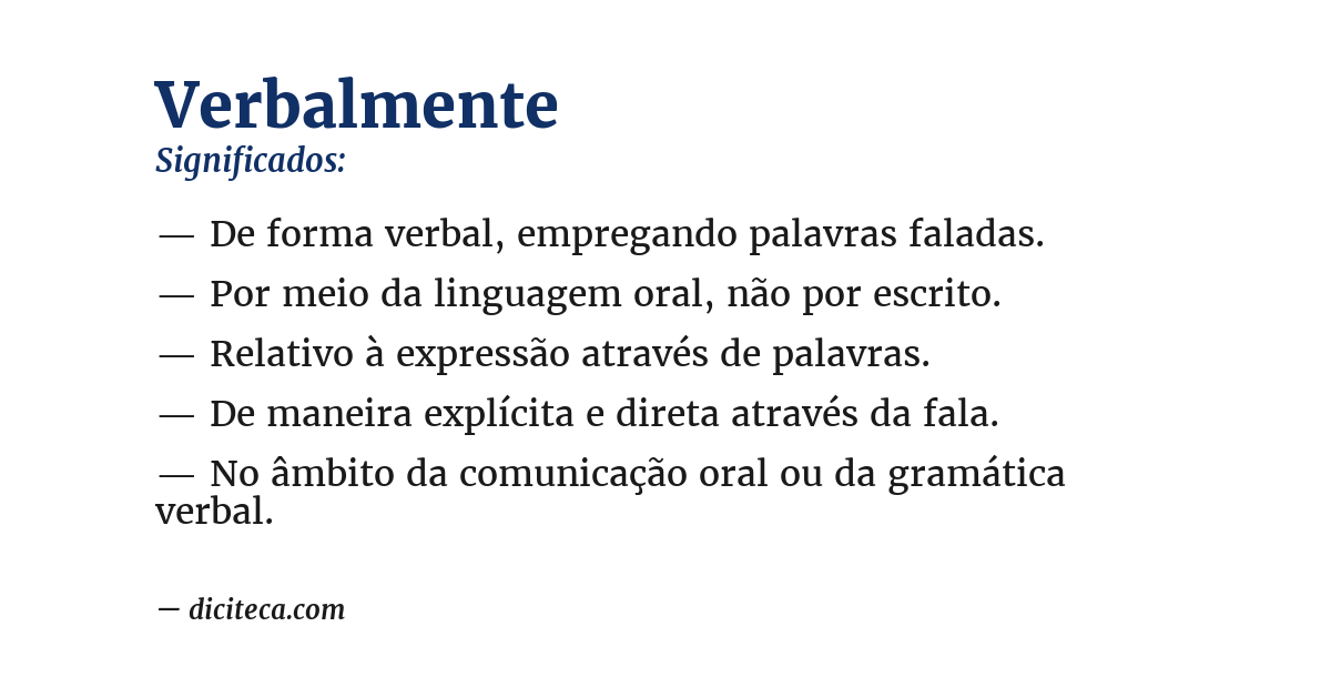 Significado de verbalmente