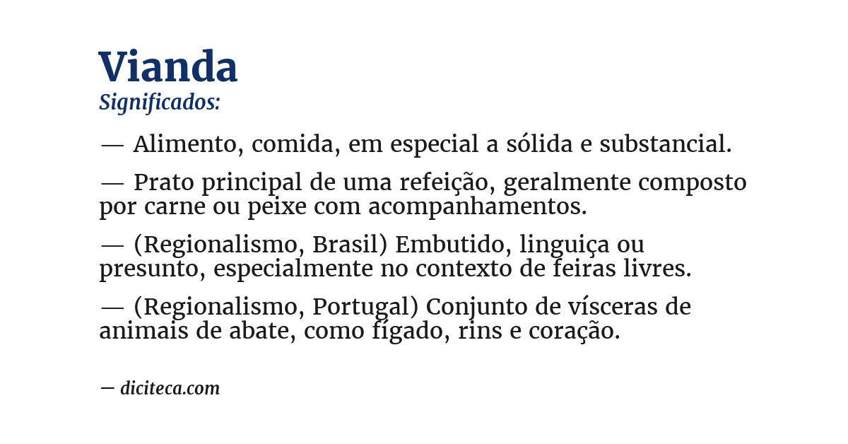 Significado de vianda