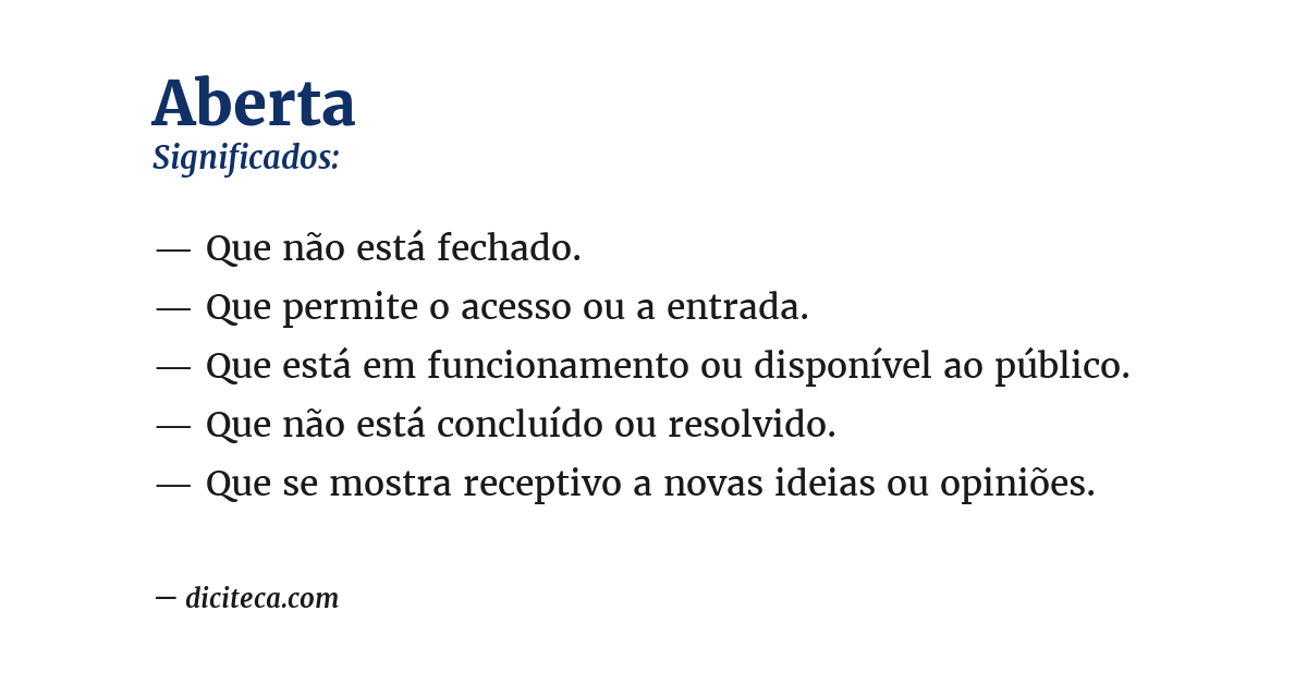 Significado de aberta