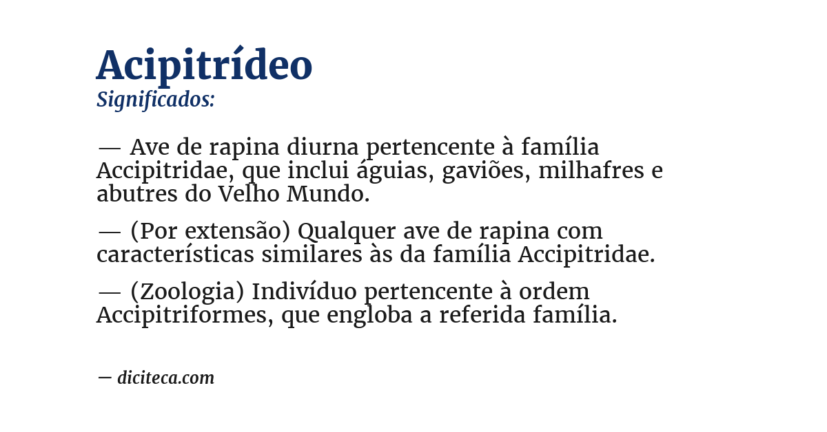 Significado de acipitrídeo