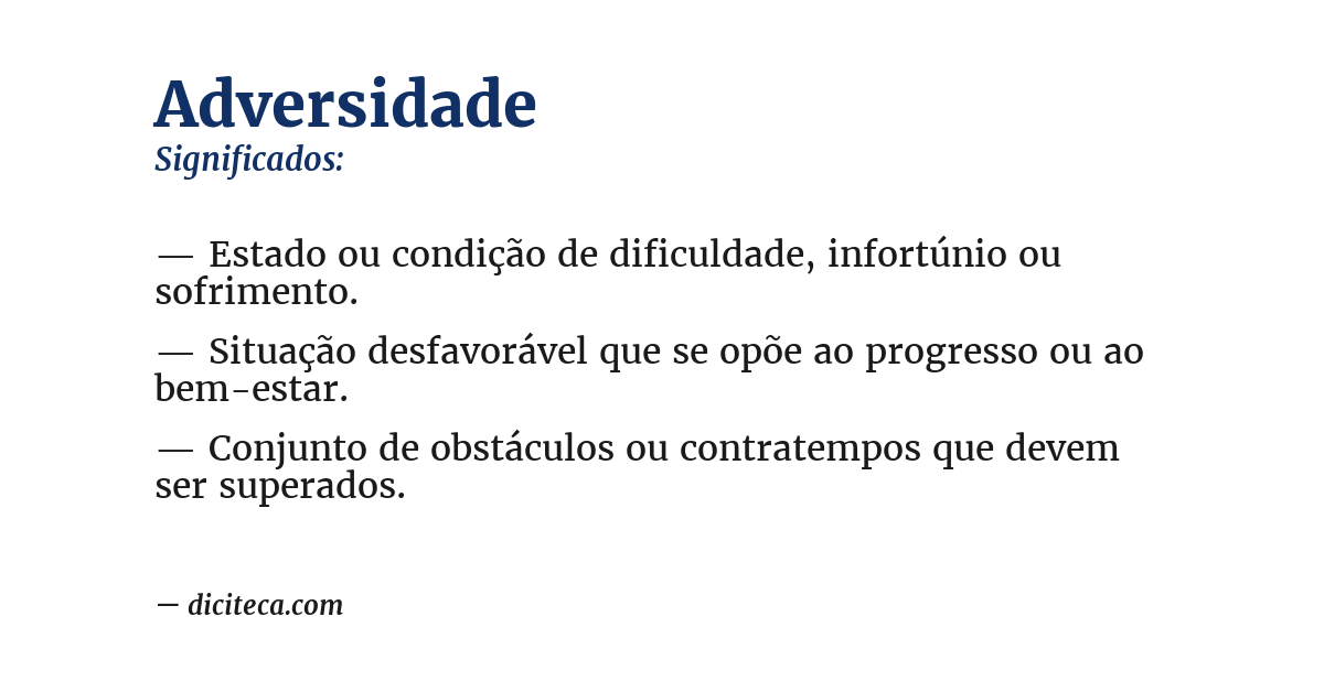 Significado de adversidade
