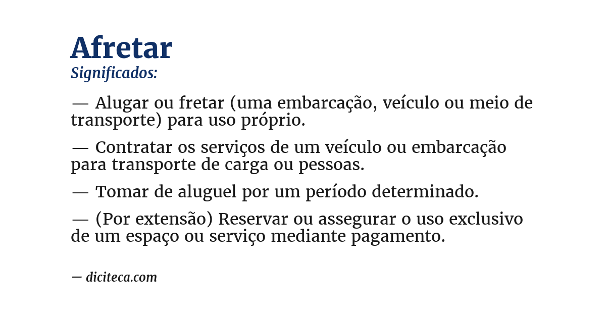 Significado de afretar