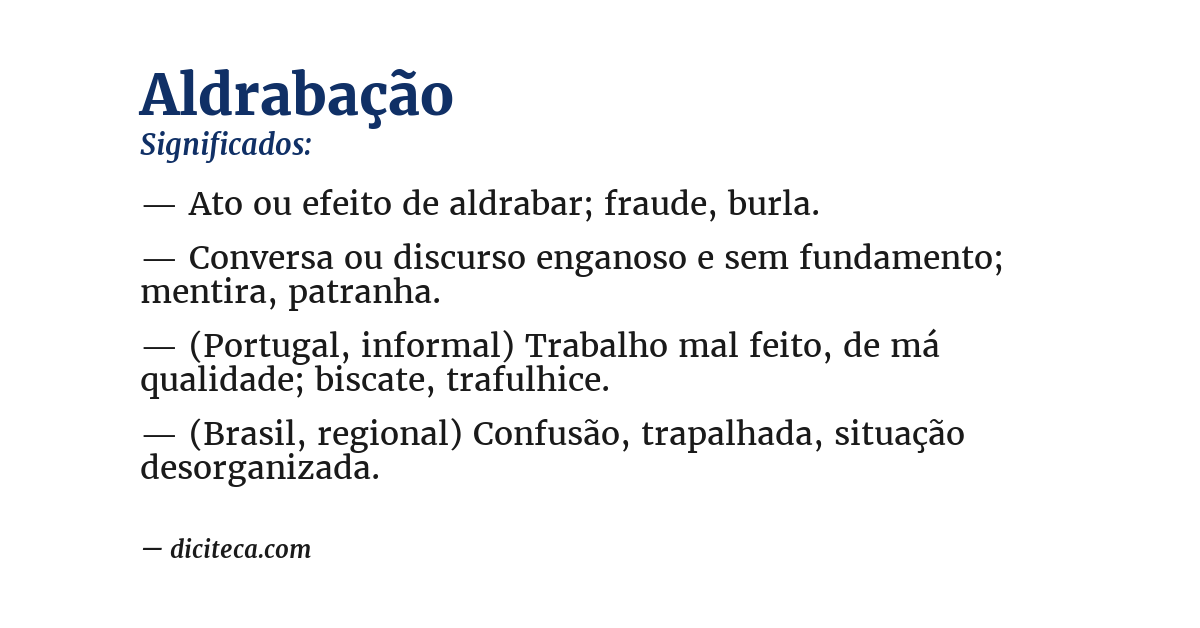 Significado de aldrabação