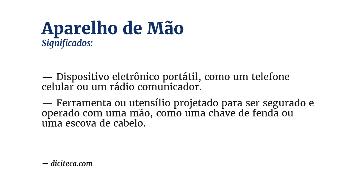 Significado de aparelho de mão