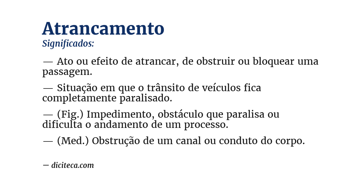 Significado de atrancamento