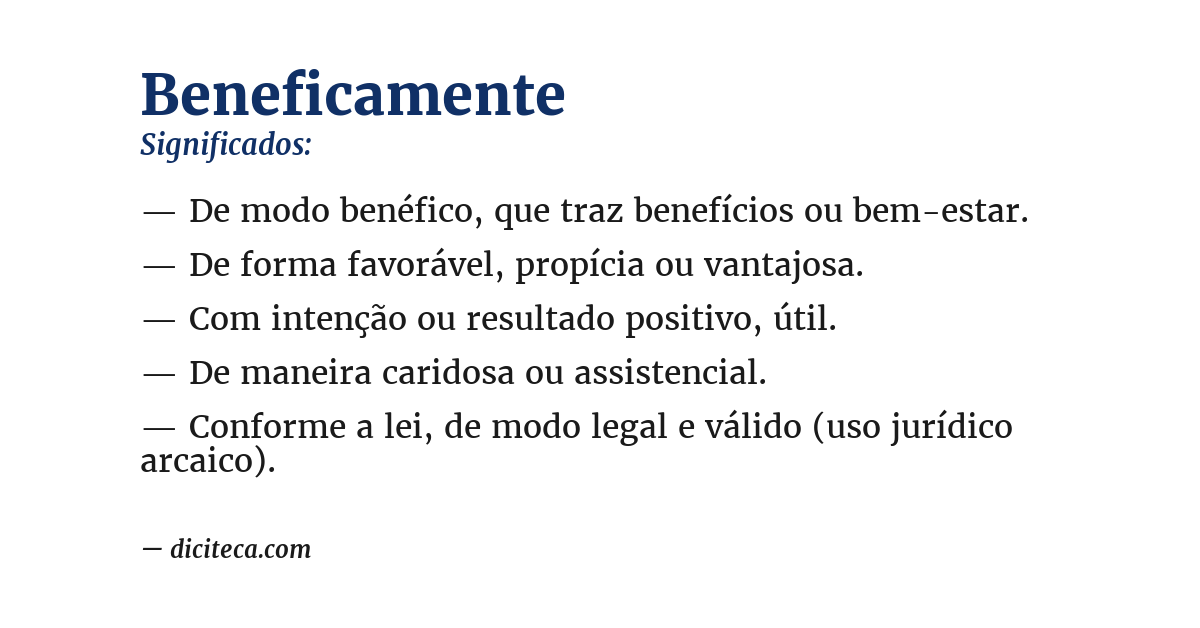 Significado de beneficamente