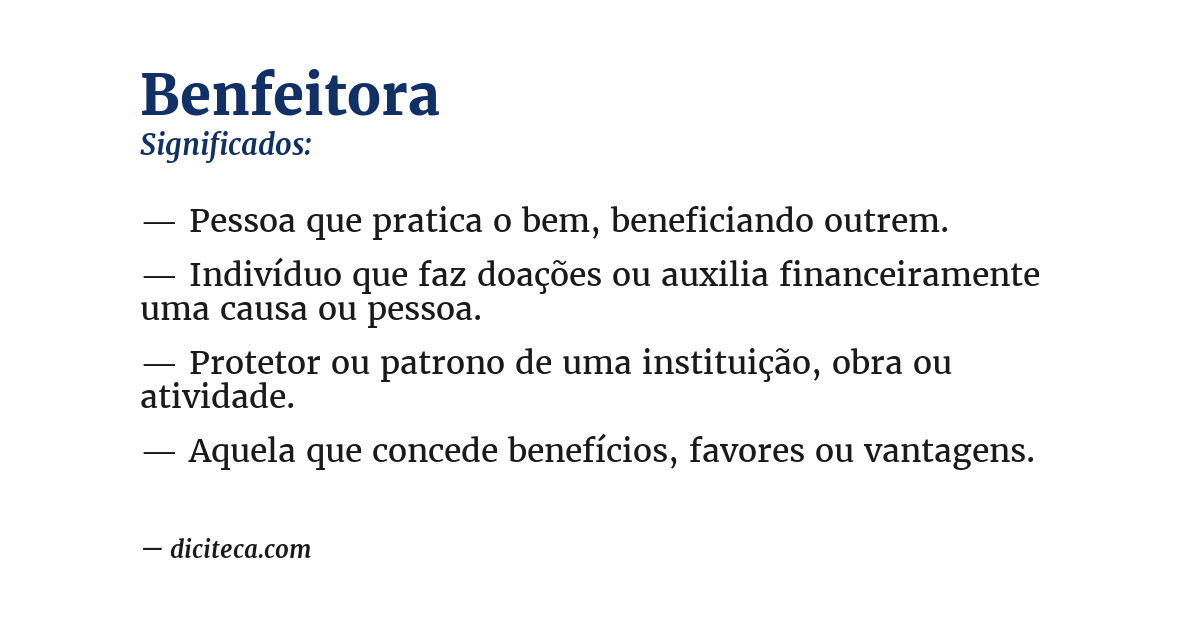 Significado de benfeitora