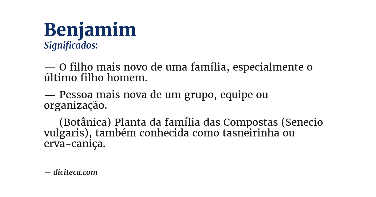 Significado de benjamim
