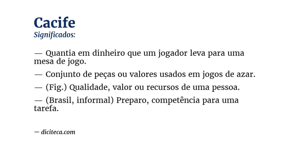 Significado de cacife