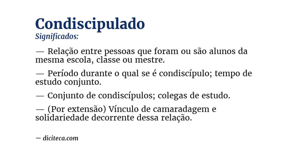 Significado de condiscipulado