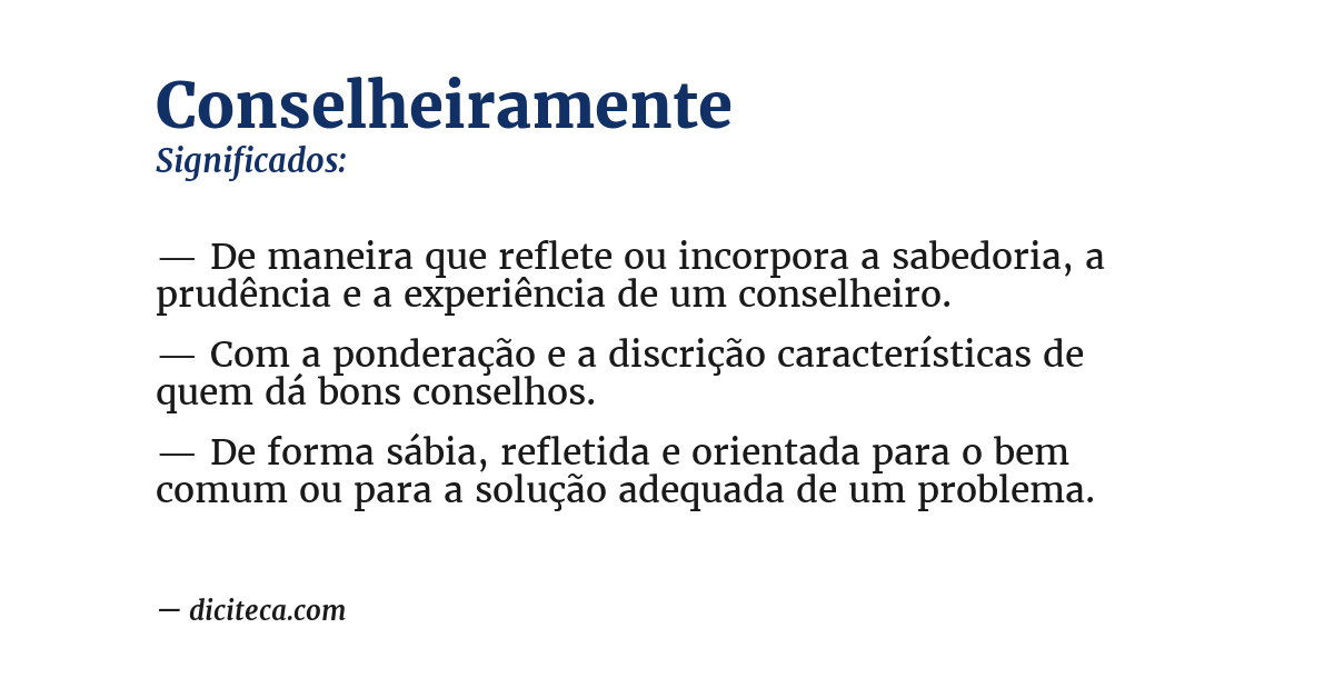 Significado de conselheiramente
