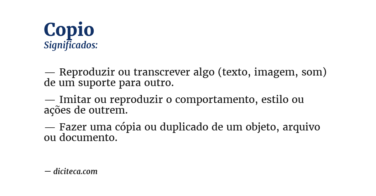 Significado de copio