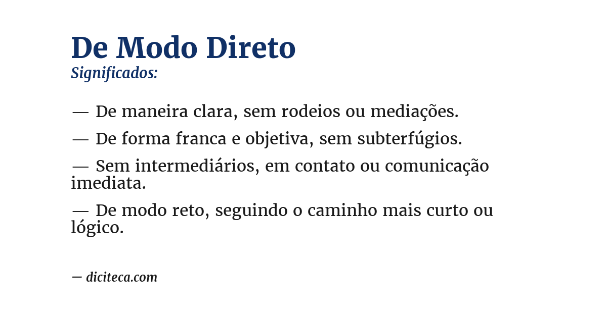 Significado de de modo direto