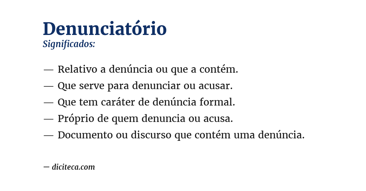 Significado de denunciatório