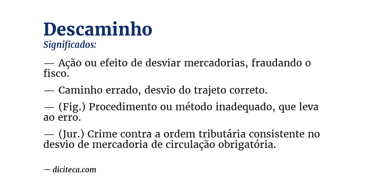 Significado de descaminho