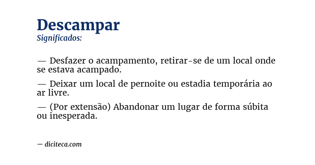 Significado de descampar