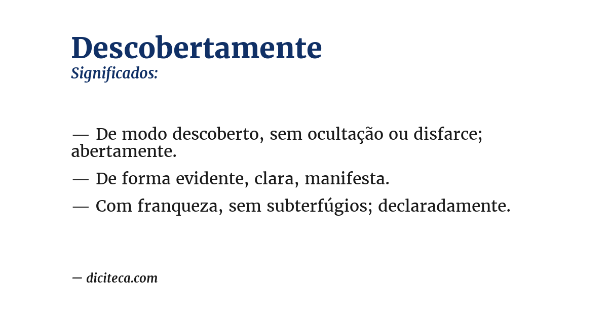 Significado de descobertamente
